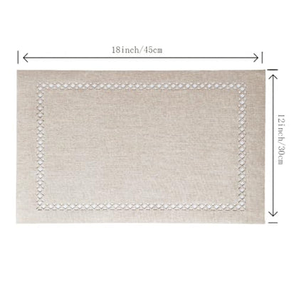 Placemats Set of 6 for Dining Table with Hollow Edge Design- Table Mats 12x 18 Inch, Cloth Place mats Machine Washable (Beige 6pcs) - color: H-beige, size: 6 pcs