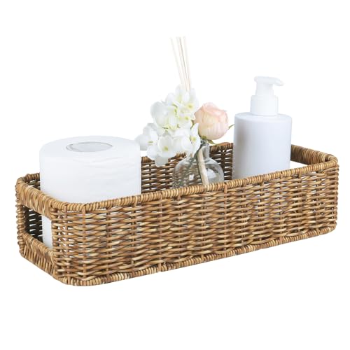 Resin Wicker Toilet Paper Basket: Water-Resistant Handmade Organizer - Natural Tan for Organic Back of Toilet Tank top & Scandinavian Kitchens 1pack - color: Tan, size: small (1-pack)