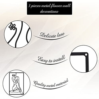 CHENGU 3 Pieces Metal Minimalist Abstract Woman Wall Art Line Drawing Wall Art Decor Single Line Female Home Hanging for Kitchen Bathroom Living Room - style: Body Style