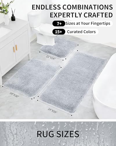 Toilet Rugs U-Shaped Mat 24x22, Contour Bathroom Mat - Ultra Soft & Absorbent Microfiber, Quick-Dry, Machine Washable with High Density Foam Latex Non Slip Backing, Silver Grey - color: Silver Grey, size: 24" X 22"(Toilet Rug)