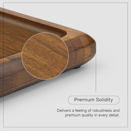 HOSHANHO Acacia Wood Serving Tray 16x10 Charcuterie Board & Non-Slip Pads | Premium Acacia Wood Platter for Cheese, Meat & Snacks, Non-Slip Pads Keep Tray Steady, Ideal for Parties, Dining & Daily Use - size: 16" x 10" x 1"