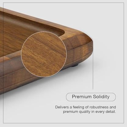 HOSHANHO Acacia Wood Serving Tray 14x10 Charcuterie Board & Non-Slip Pads | Premium Acacia Wood Platter for Cheese, Meat & Snacks, Non-Slip Pads Keep Tray Steady, Ideal for Parties, Dining & Daily Use - size: 14" x 10" x 1"