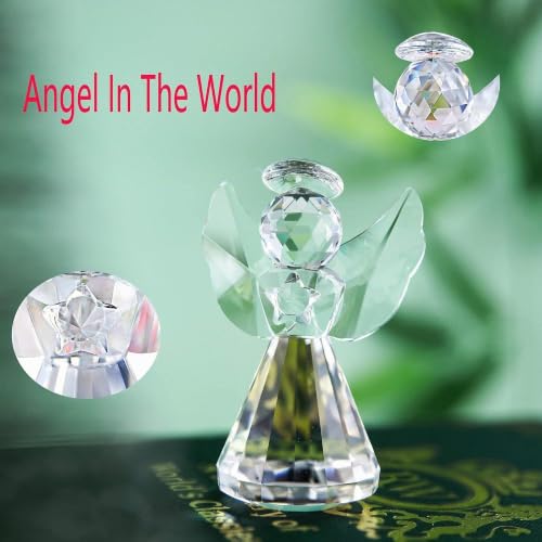 3'' Crystal Guardian Angel Figurine Gift For Women Christmas Angel Statue | Clear,Crystal Figurines Collectibles,Glass Angel Ornaments For Whimsical Home Decor Memorial Gift - style: Clear Angel