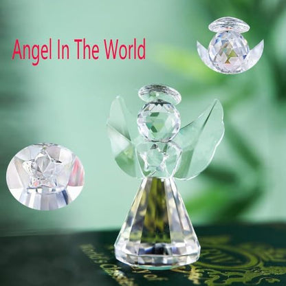3'' Crystal Guardian Angel Figurine Gift For Women Christmas Angel Statue | Clear,Crystal Figurines Collectibles,Glass Angel Ornaments For Whimsical Home Decor Memorial Gift - style: Clear Angel