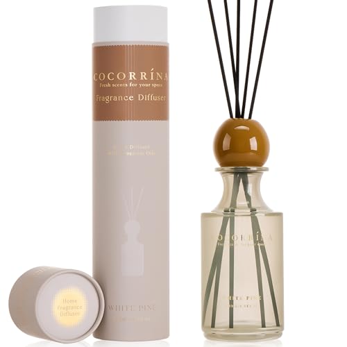 Reed Diffuser 8.5 oz Large Capacity White Pine Scent | 6 Reed Sticks, Long-Lasting, Home Fragrance Oil Diffuser for Bathroom, Bedroom & Home Décor