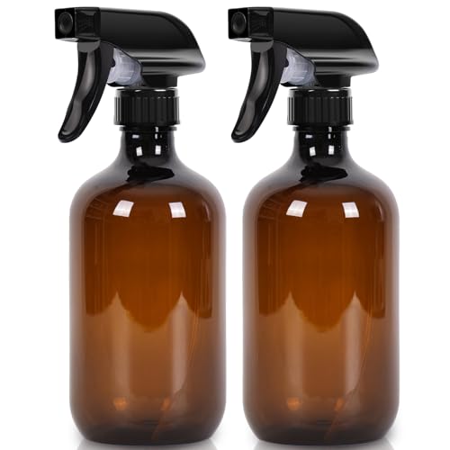 Cleaning Spray Bottles for Plants Misters for Inside, 2 Pack 16.9 oz Squirt, Water Spray Bottle Mist Sprayer, No Leak Hair Mister Empty with Adjustable Nozzle (Brown) - color: Brown, size: 16.9 oz
