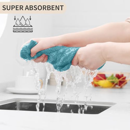 Homaxy 100% Cotton Waffle Weave Kitchen Dish Cloths 10-Pack, Lake Blue | 12 x 12 Inches, Ultra Soft Absorbent Dish Towels, Quick Drying Dish Rags with Hanging Loop - color: Lake Blue, size: 12 x 12 - 10 Pack