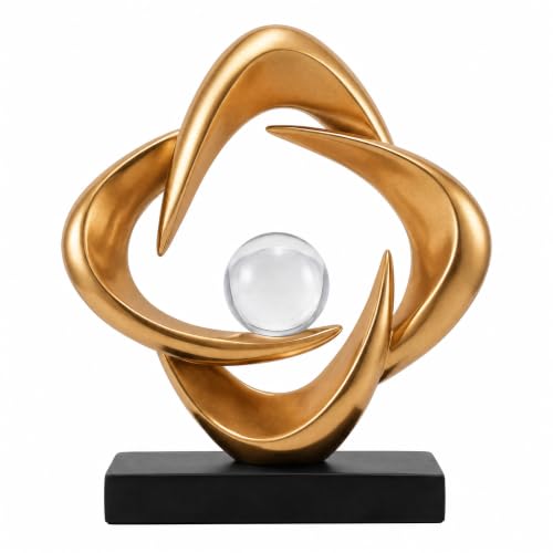 FJS Modern Abstract Sculpture Decor, 10.8" Gold Resin Art Statue | Matte Gold Resin Art Atatue for Coffee Table, Bookshelf, Living Room, Office, Hotel, or Modern Home Decor Display - color: Matte Gold