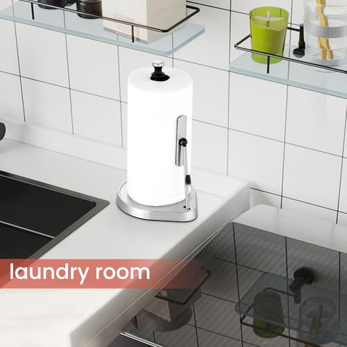 Dailyart Paper Towel Holder for One Hand Tear - Countertop with Tension Arm - color: Black