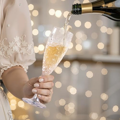 KAMMAK Champagne Flutes, Crystal Glass,180ML Champagne Glasses, Set of 2 | Clear Champagne Flutes with Long Stem and Thin Rim for Wine, Weddings, Anniversaries, Parties and Gifts, 616N - style: 180ML Nicole