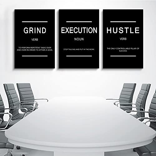 Framed Canvas Wall Art Success Quote, Office Wall Art, Black Large Poster, Positive Motivational Set of 3 Prints, Execute Failure Definition, Inspirational Print (B-3pcs,20x30inchx3pcs) - color: B-3pcs, size: 20x30inchx3pcs
