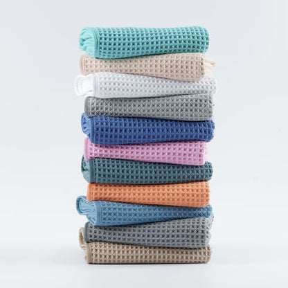 MICROFI New Microfiber Waffle Bath Towels, 3 Pieces, Oversized, Soft, Absorbent, Fast Drying, Lint Free, Includes Bath, Face and Hand Towels 430 GSM - color: Champagne