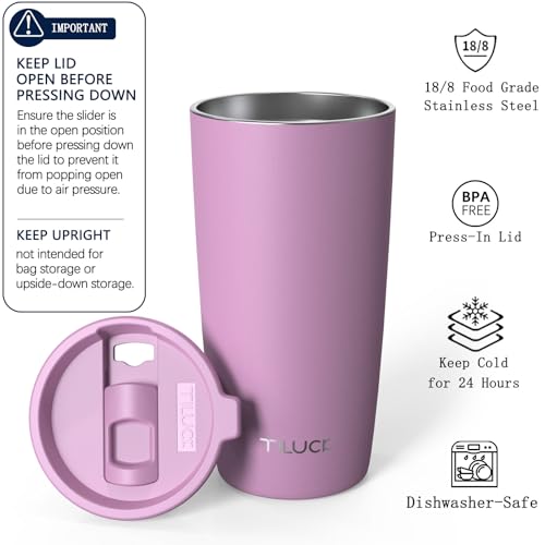 TILUCK 20 oz Insulated Coffee Tumbler with BPA-Free Lid | Travel Coffee Mug, Dishwasher Safe, Cup Holder Friendly, Double-Wall Vacuum Insulation for Hot & Cold Drinks, Matte Lilac - color: Matte Lilac, size: 20 Ounces