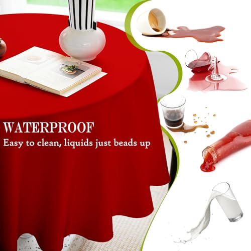 BYDOLL Table Cloth 48 Inch Round Tablecloth Fits Max38 Inch Diameter Table Top,Red Polyester Washable Wrinkle-Free Spillproof Tablecloth for Party Patio Cover - color: Red, size: 48" x 48" (Round-Fits Tables 24''-36'')