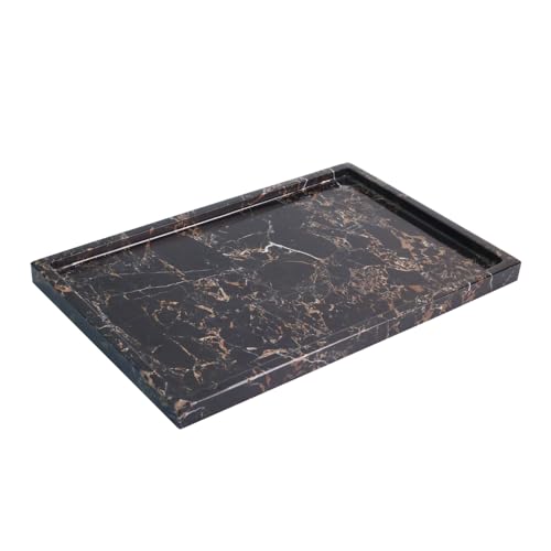 100% Natural Marble Serving Tray Luxury Calaccata Viola Marble Storage Tray for Home Decor Stone Tray for Bathroom/Kitchen/Vanity/Dresser,Plate Holder for Tissues, Candles, Towel - color: Marble Tray-athens Gold