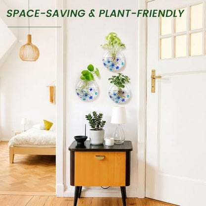 DomeStar Set of 2 Wall Vases, Wall Mounted Propagation Station | Hanging Glass Vases, Terrarium Station for Hydroponics, Plants Home Office Decor (5 Inch) - size: 2pcs