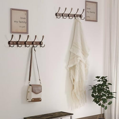Wall Mounted Coat Rack - 5 Tri Hooks, Heavy Duty, Stainless Steel, Metal Coat Hook Rail for Coat Hat Towel Purse Robes Mudroom Bathroom Entryway,Antique Copper - color: Antique Copper, size: L=16" (1 Pcs)