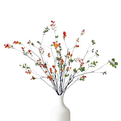 5 Pcs 37.4" Artificial Eucalyptus Stems for Vase, Autumn Yellow Leaf Faux Greenery, Olive | Ficus Long Stem Fake Leaves, Indoor Faux Plants for Home Office Decor