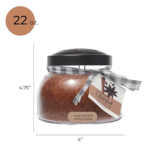 A Cheerful Giver - Aunt Kook's Apple Cider Mama Scented Glass Jar Candle (22oz) with Lid & True to Life Fragrance Made in USA - size: 22 oz