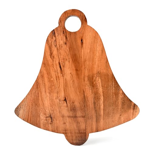 Sophia Art 100% Acacia Wooden Chopping Board, Brown, 14"L x 13"W | Butcher Block, Bell Board, Serving Board, Charcuterie Board, For Vegetables, Cafe and Restaurant - color: Bell Board, 14"L x 13"W