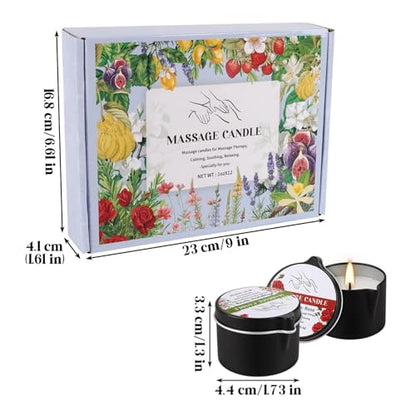 12-Pack Massage Candle Set - Low Temperature Soy Wax Melts into Silky Smooth Massage Oil, 1oz Aromatherapy Candles for Couples, Home Spa, Relaxation & Romantic Gifts (12 Scents) - color: 12Pack-Massage