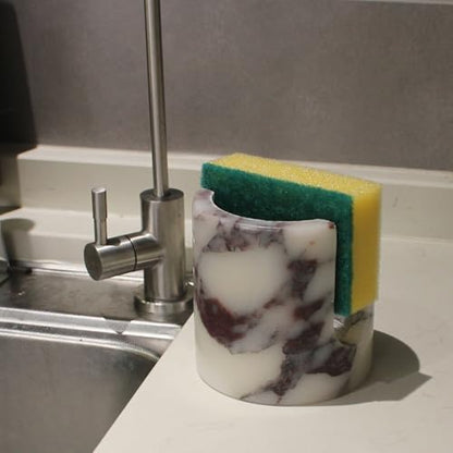 Natural Marble Travertine Sponge Holder for Kitchen Counter, Drying Rack, Sponge Caddy for Sink Organizer - Calacatta Viola Marble - color: Calacatta Viola Marble