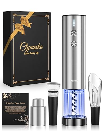 Electric Wine Opener Set - Premium Wine Gifts with Wine Opener, Foil Cutter, Wine Aerator, Vacuum Stopper, and Elegant Gift Box - Ideal Christmas Gift for Unforgettable Moments - color: Stainless Steel, size: 4-in-1