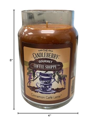 Candleberry Candles | Gourmet Coffee Shoppe Collection | Strong Fragrances for Home | Hand Poured in The USA | Highly Scented & Long Lasting | Large Jar | (Cinnamon Cafe Latte)