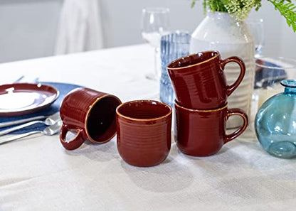 Elanze Designs Glossy Reactive Glaze Large 17 Fluid Ounce Everyday Kitchen Food Grade Ceramic Stoneware Coffee Mug Cup with Comfort Curved Handles, Set of 4, Burnt Auburn Red - color: Burnt Auburn Red