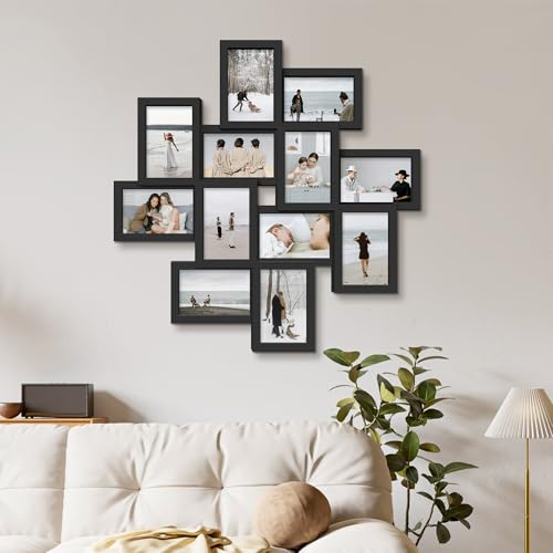 Jerry & Maggie - Photo Frame 24x24 Square Storm Eye Black PVC Picture Frame Selfie Gallery Collage Wall Hanging for 6x4 Photo - 12 Photo Sockets - Wall Mounting Design - color: Black