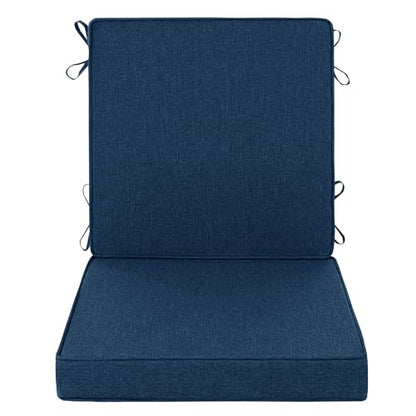 Outdoor Chair Cushions Set of 1, 18 x 16.5 Inch, Navy Blue | Water-Resistant, Fade-Resistant, Patio Furniture Dining Chair Seat Replacement with Mid Back, Ties Zipper, Removable Cover - color: Navy Blue, size: 18" x 16.5" 1 Pack