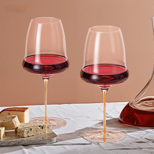 KAMMAK Crystal Red Wine Glasses Set of 2, 24.69 oz Stemmed Glasses, XY011 | Hand Blown, Bordeaux Wine Glasses, Thin Rim & Long Stem, Red & White, Daily Use, Wedding or Birthday Gift for Women - size: 8KPDSXY011