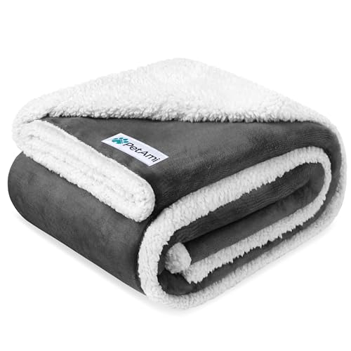 PetAmi Waterproof Dog Blanket for Medium Large Dog Pet, 60x40, Charcoal | 460 GSM Sherpa Fleece Reversible, Pee Proof Cat Blanket, Furniture Protector Cover for Couch Bed Sofa Kennel, Washable, Large - color: Charcoal, size: Large 60 X 40 Inches