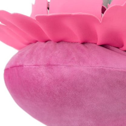Decorative 3D Flower Round Velvet Throw Pillow Handmade Cute Floral Pillowcase with Insert Soft Elegant Accent Cushion for Couch Bed Living Room Bedroom Farmhouse Home Decor 14 Inch Hot Pink
