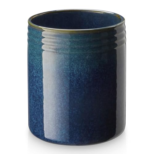 DOWAN 7.2" Kitchen Utensil Holder, Extra Large Farmhouse Utensil Holders for Countertop, Ceramic Utensil Crock, Anti Slip Cork Bottom - color: Multicolor