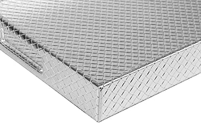 HofferRuffer Rectangle Serving Tray with Hole Handles for Coffee Table, Breakfast, Tea, Food, Butler - Countertop, Kitchen, Vanity Serve Tray, 16.2 x 12.2 x 2 inches, Faux Leather (Silver) - color: Silver