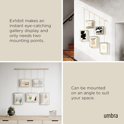 Umbra Exhibit Adjustable Photo Display – DIY Collage Set Mounts in Various Layouts Horizontally at Different Angles - Holds 5 Picture Frames for Photos, Prints, 4 by 6 inch and 5 (Pack of 3) - size: Pack of 3