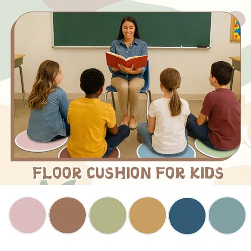 12Pcs Round Classroom Rug,15.7in Round Floor Cushion Large Colorful Rug Playroom Rug Non Slip and Washable,Suitable for Kindergarten Daycare Center Educational Learning Kids Room - color: Round-boho