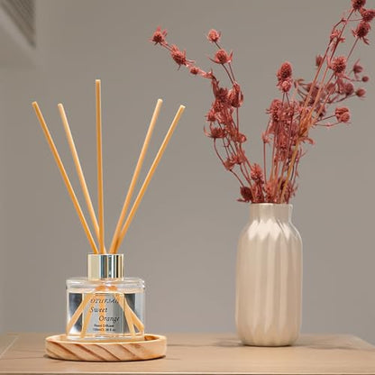 100ml Scent Diffuser with 6 Fiber Sticks, 3.5 oz Reed Diffuser Set | Aromatherapy Fragrance Diffusers Air Fresheners for Home Bedroom Bathroom (Orange)