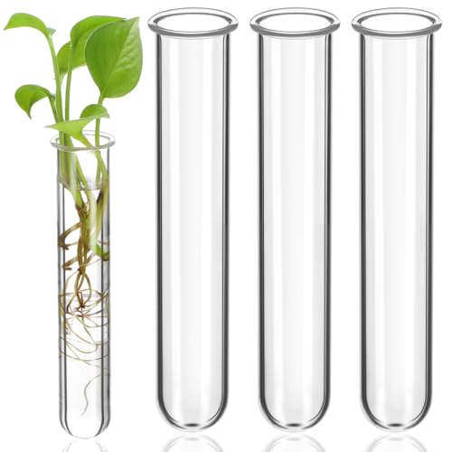 Toddmomy Glass Plant Propagation Tubes, 4Pcs Replacement Clear Test Tubes for Plant Propagation Station, Hydroponic Water Vases for Cuttings Flower Arranging, 5.89in