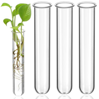 Toddmomy Glass Plant Propagation Tubes, 4Pcs Replacement Clear Test Tubes for Plant Propagation Station, Hydroponic Water Vases for Cuttings Flower Arranging, 5.89in