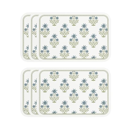 Vinyl Waterproof Placemats Set of 6 Rectangular,12"*17"-Mosella B | Wipeable Beautiful Print Place Mats,Stain Resistant,Heat Resistant,Everyday Meals,Kitchen,Dinning,Holiday,Decor - color: Mosella B