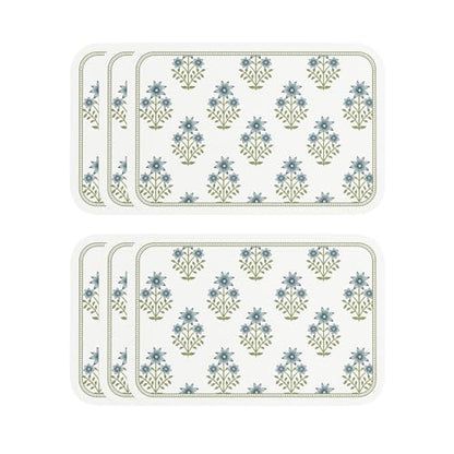 Vinyl Waterproof Placemats Set of 6 Rectangular,12"*17"-Mosella B | Wipeable Beautiful Print Place Mats,Stain Resistant,Heat Resistant,Everyday Meals,Kitchen,Dinning,Holiday,Decor - color: Mosella B