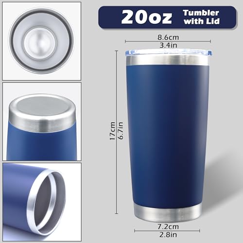 20oz Tumbler with Lid Stainless Steel Tumblers Insulated Mug Navy 12P - color: Navy