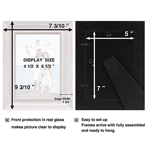 5x7 Picture Frames (3 Pack, Distressed White Wood Grain) Rustic Photo Frame Set with High Definition Glass for Wall Mount & Table Top Display - color: Distressed White, size: 5x7