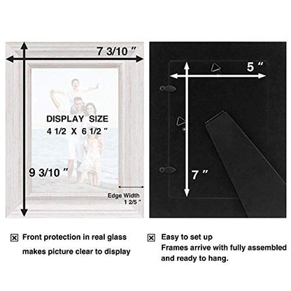 5x7 Picture Frames (3 Pack, Distressed White Wood Grain) Rustic Photo Frame Set with High Definition Glass for Wall Mount & Table Top Display - color: Distressed White, size: 5x7