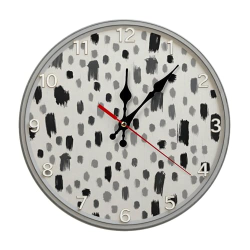 Wall Clock， Abstract Brushstroke Grey Non Ticking Wall Clocks Battery Operated， Grey Wooden Wall Clocks for Kitchen， Living Room， Bedroom， Office， Bathroom Decorative 25 * 25cm - color: Style-6