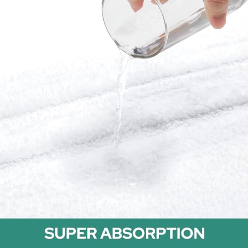 HOMEIDEAS Bathroom Rugs Sets 2 Piece, Super Soft and Absorbent Non Slip Microfiber U-Shaped Toilet Bath Mat Set (20"x32"+U20 x24, White) - color: Loop- White, size: 1'8" x 2'8" (20"x32"+U Shape 20"x24")