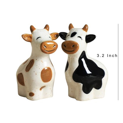 Ceramic Cartoon Cows Shape Salt & Pepper Shakers Set, Hand-Painted Cows Salt and Pepper Shakers, 2 PCS Set-Brown-B