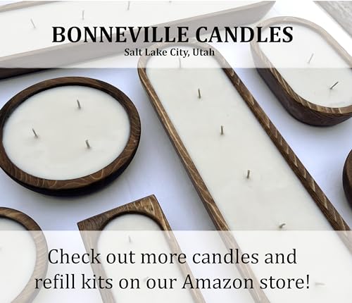 Bonneville Handmade Candles / 5 1/4" x 2" Hand Poured Wood Bowl Candle, 3 Wick/Dough Bowl/Up to 25 Hour Burn Time / 100% Soy Wax/Scented/Rustic/Holiday (Unscented)